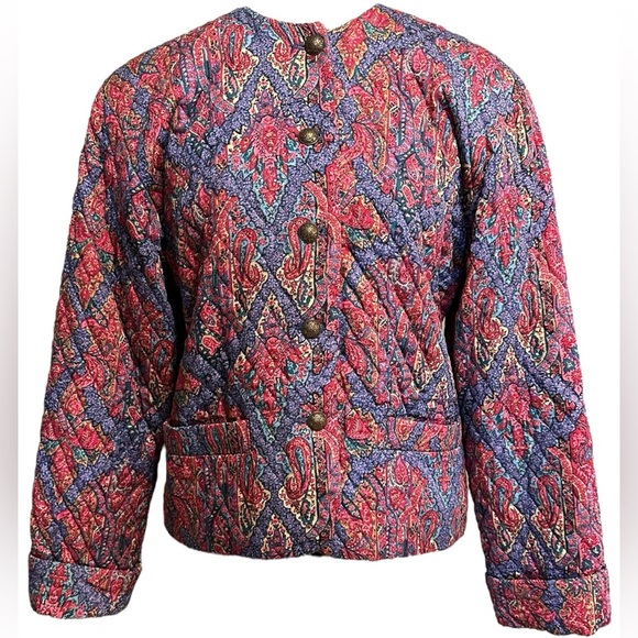 Vintage David Brooks Womens Medium Size 10 Paisley Quilted Blazer USA - Picture 1 of 8